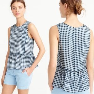 J Crew Silk Gingham Peplum Top - 2P